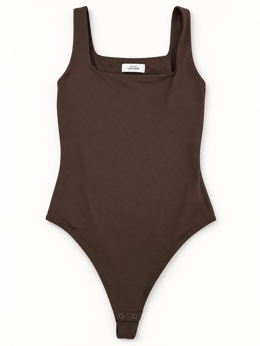Babaton Contour Squareneck Bodysuit from Aritzia in a rich mocha brown colour